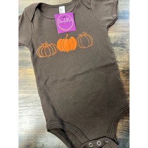 American Apparel Brown Pumpkin Patch  6-12 Month Bodysuit Hello Pumpkin
